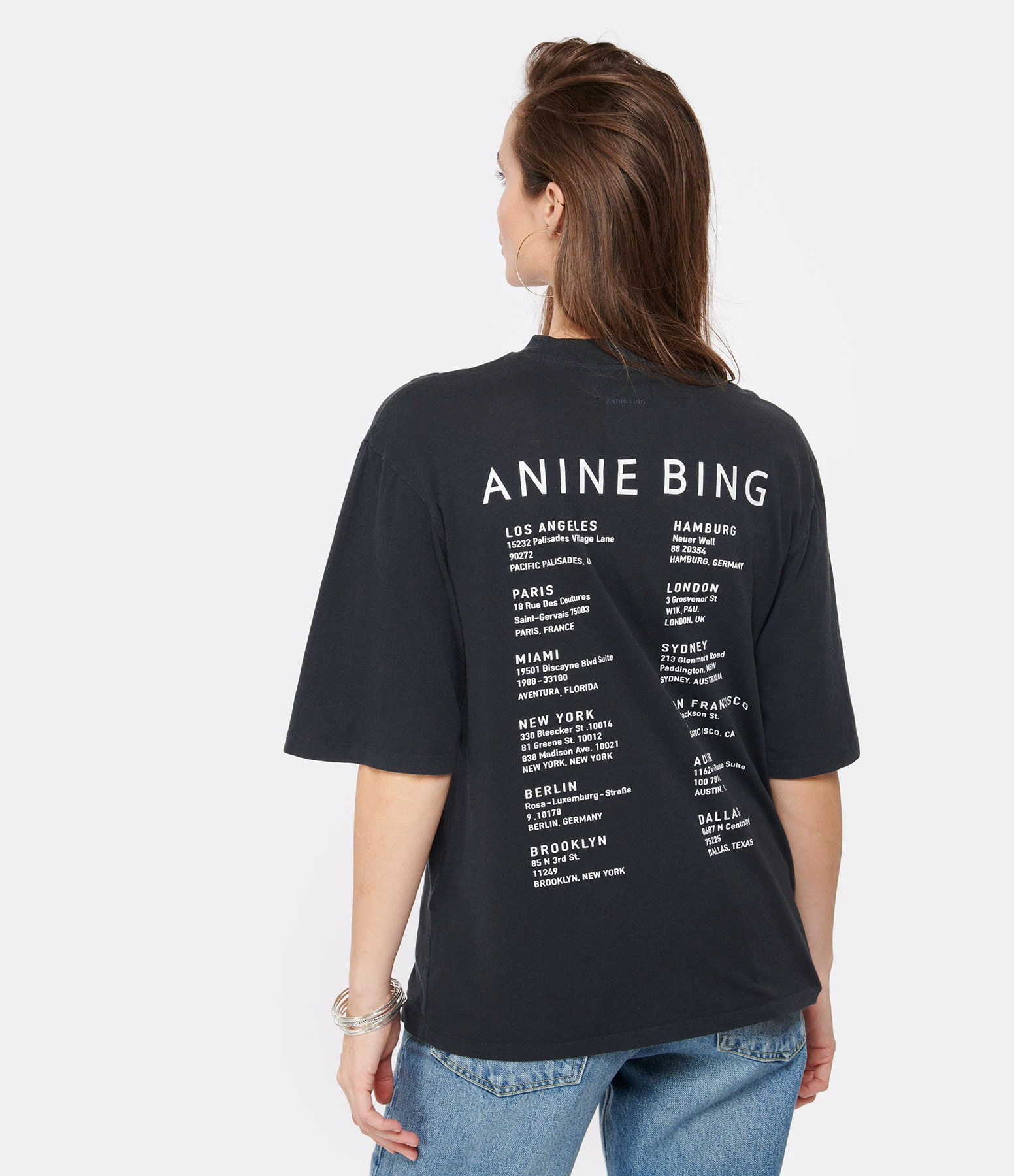 ANINE BING Tee-shirt Avi Smiley Coton Organique Noir – Image 5