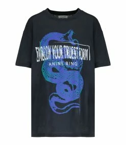 ANINE BING Tee-shirt Walker Coton Noir Délavé