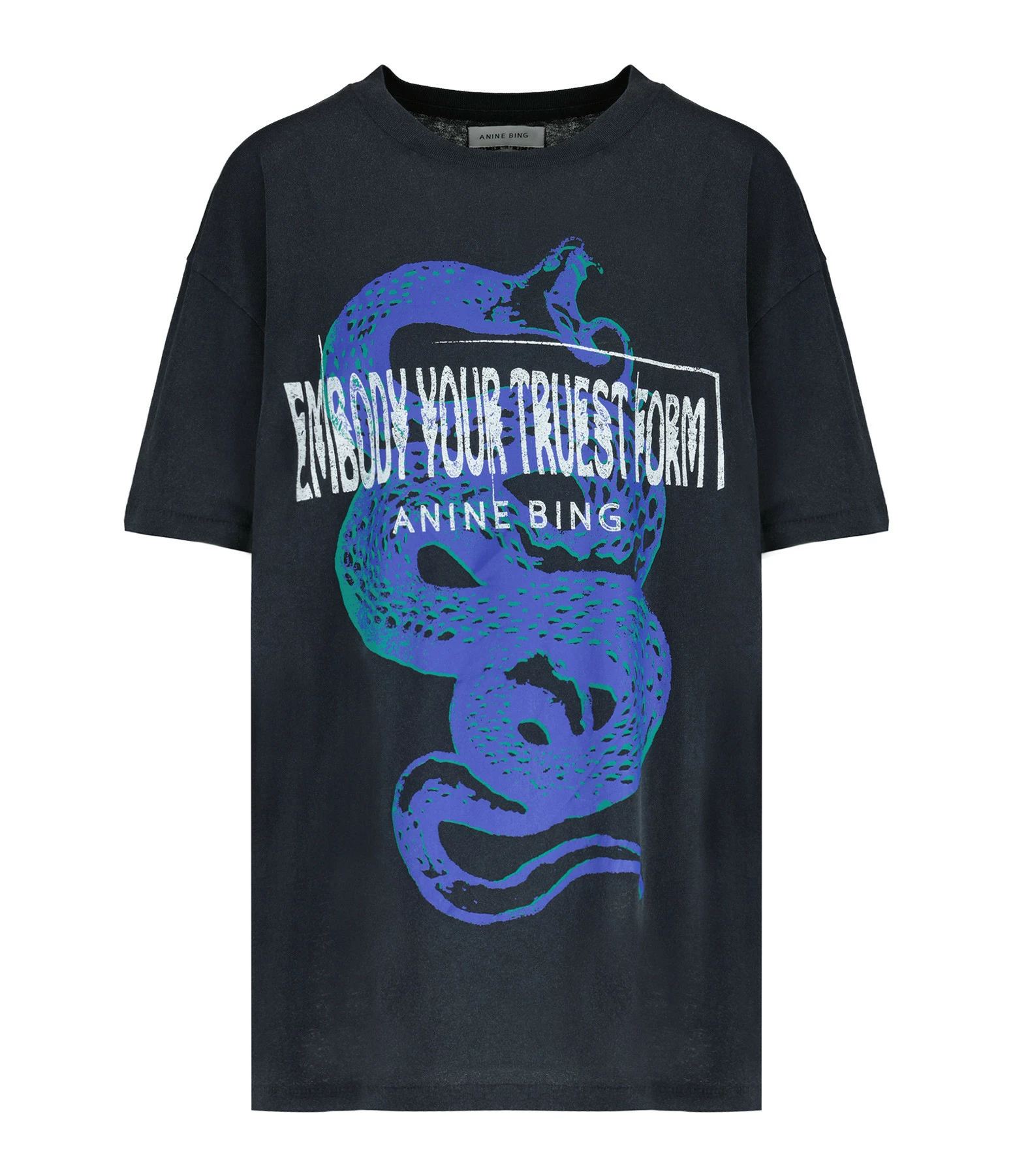 ANINE BING Tee-shirt Walker Coton Noir Délavé