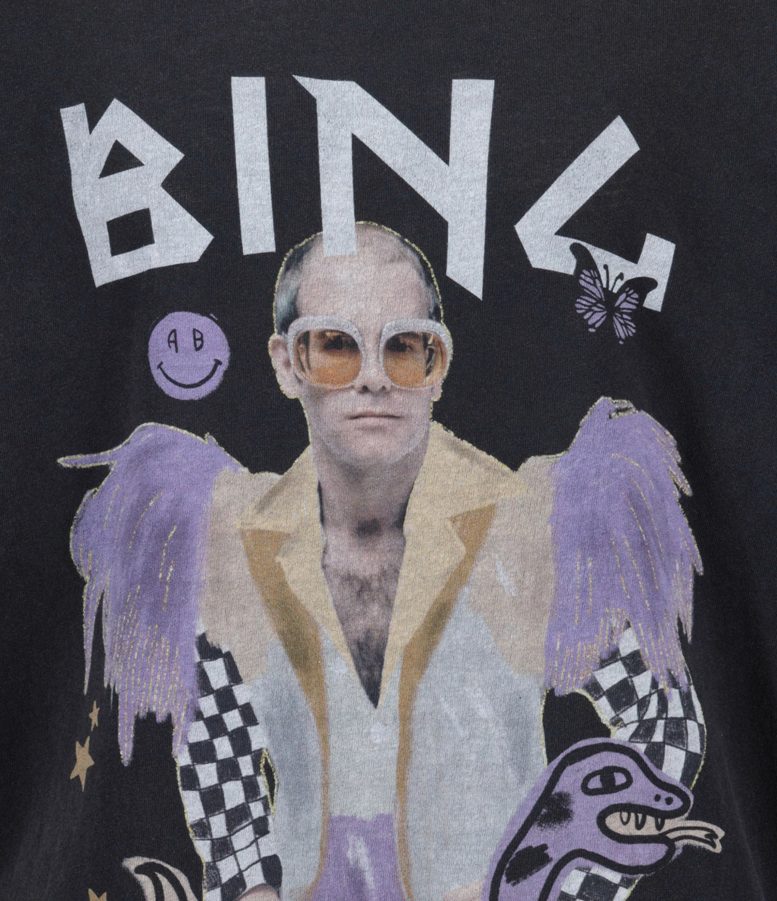 Tee-shirt Lili Elton John Coton Noir Délavé, Collaboration Anine Bing X Terry O'Neill X IScreamColour – Image 2