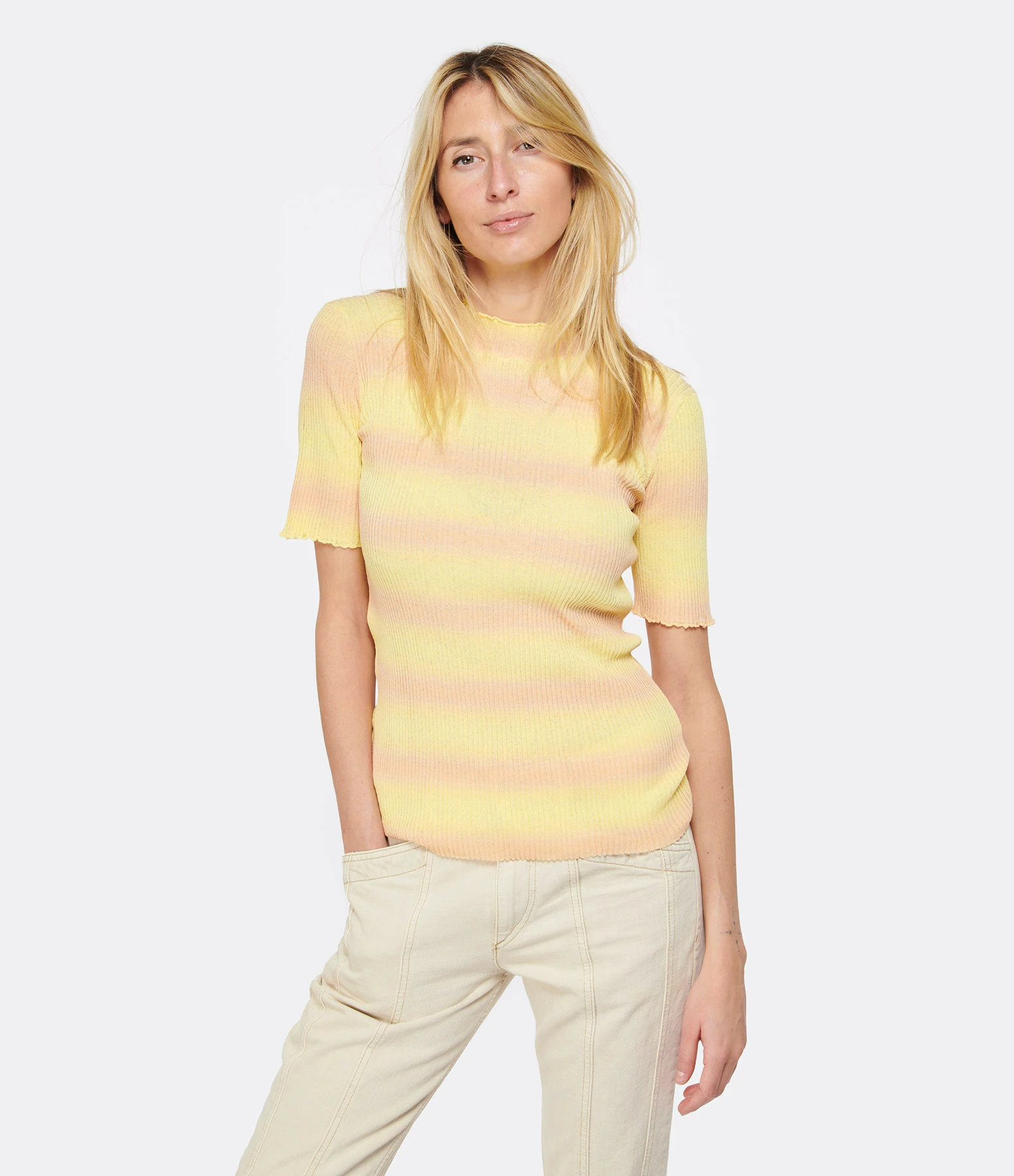 A.P.C. Top Victoire Coton Jaune Clair – Image 3