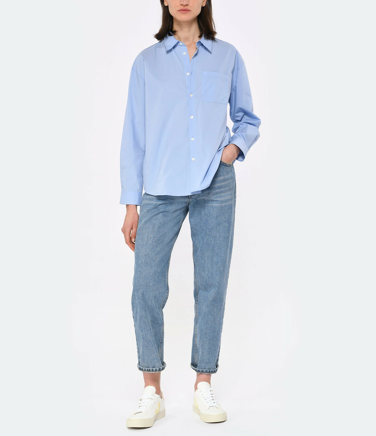 A.P.C. Chemise Boyfriend Logo Bleu Clair – Image 3