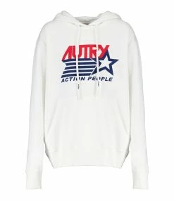 AUTRY Sweatshirt Hoodie Iconic Action Coton Blanc
