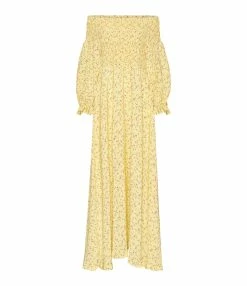 ROTATE Robe Fluide Jacquard Jaune