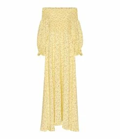 ROTATE Robe Fluide Jacquard Jaune