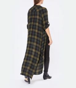Bella Dahl Robe Rolled Sleeve Duster Jasper Green Plaid -Boutique de vente ZIMMERMANN bella look20221019 99 1