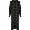 Bella Dahl Robe Rolled Sleeve Duster Jasper Green Plaid