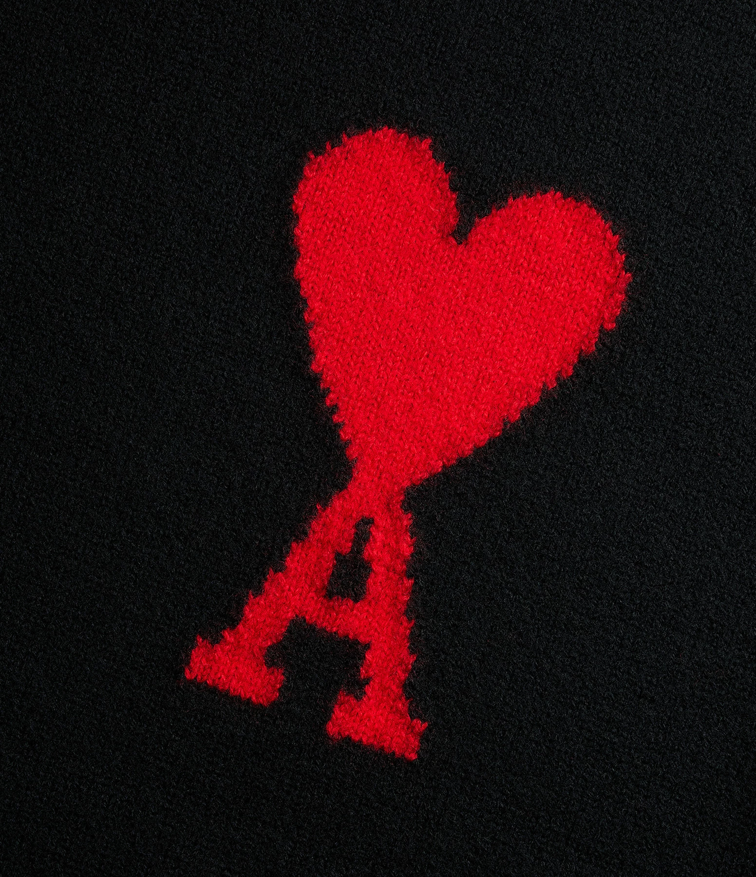 AMI Paris Pull Unisexe Ami De Cœur Laine Noir Rouge – Image 2