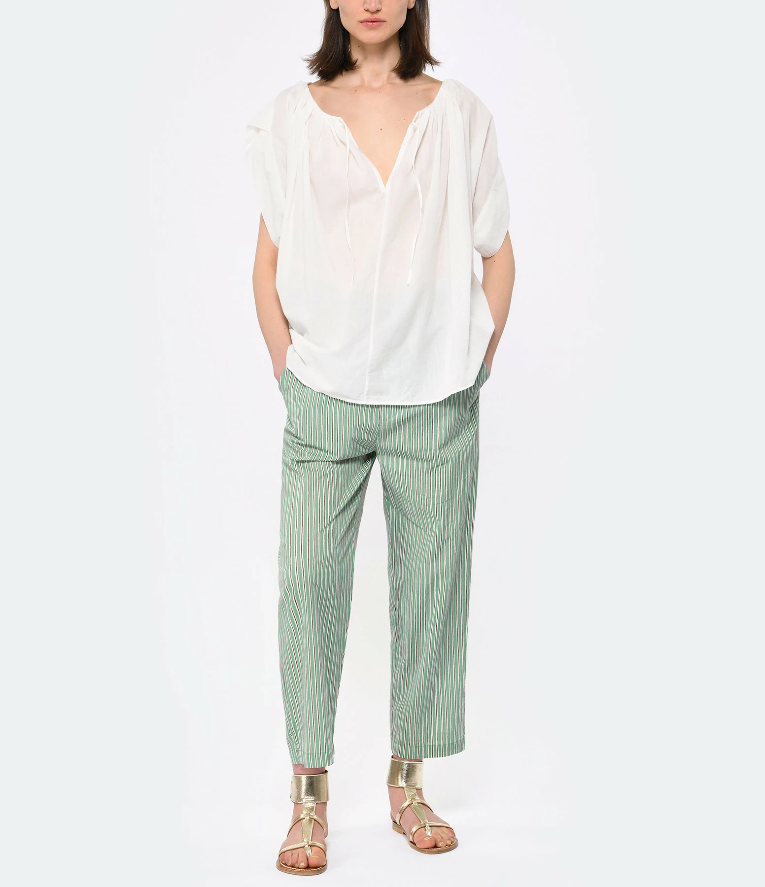 CHARLIE JOE Pantalon Karla Coton Vert – Image 3