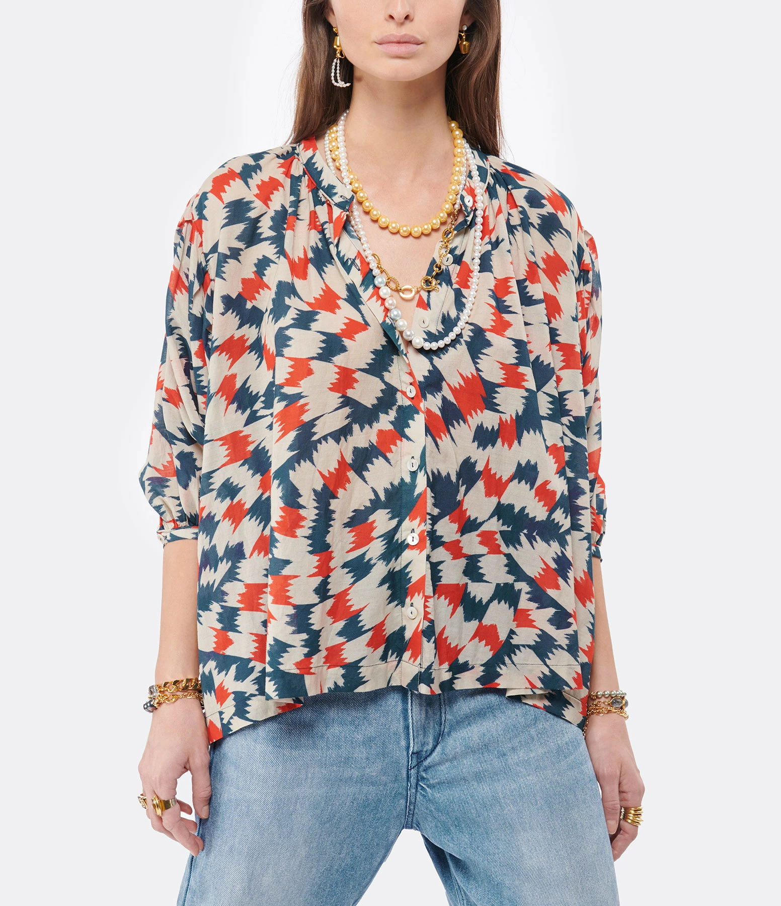 CHUFY Blouse Nora Coton Imprimé Sicily Red – Image 3
