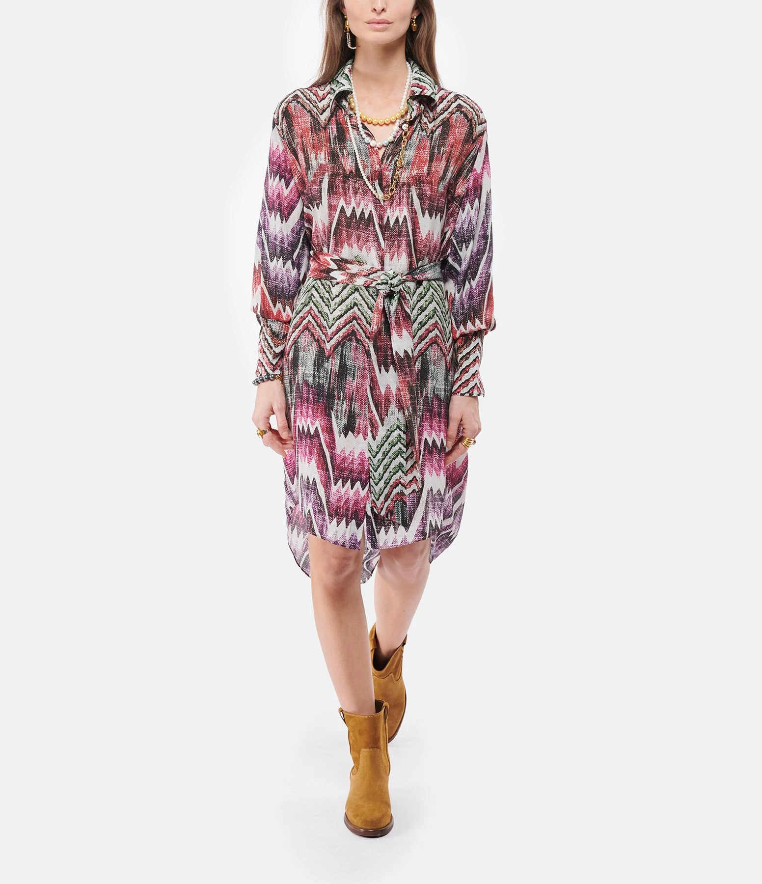 CHUFY Robe Chemise Grazia Soie Imprimé Calvi Pink – Image 3