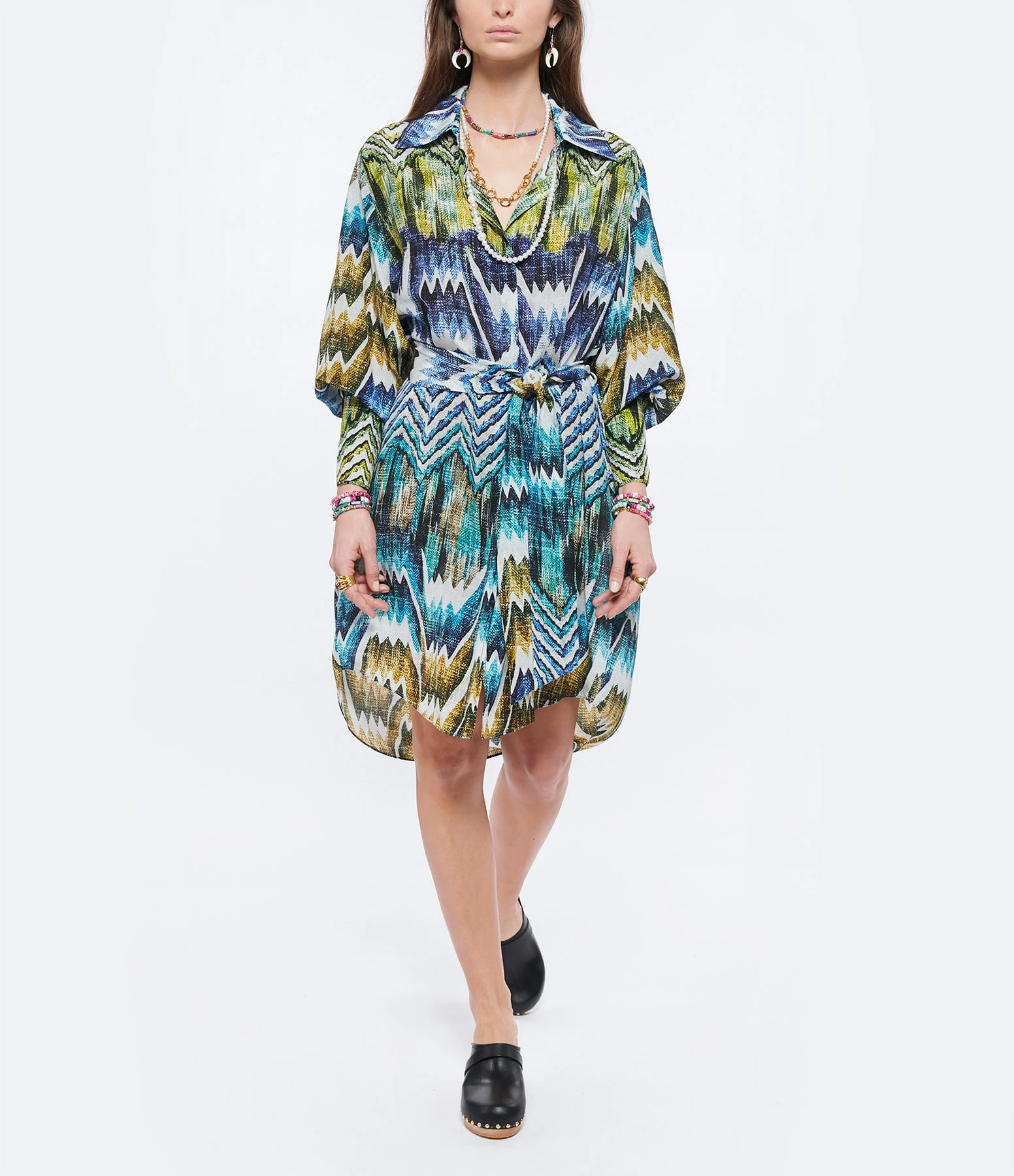 CHUFY Robe Chemise Grazia Soie Imprimé Calvi Blue – Image 3