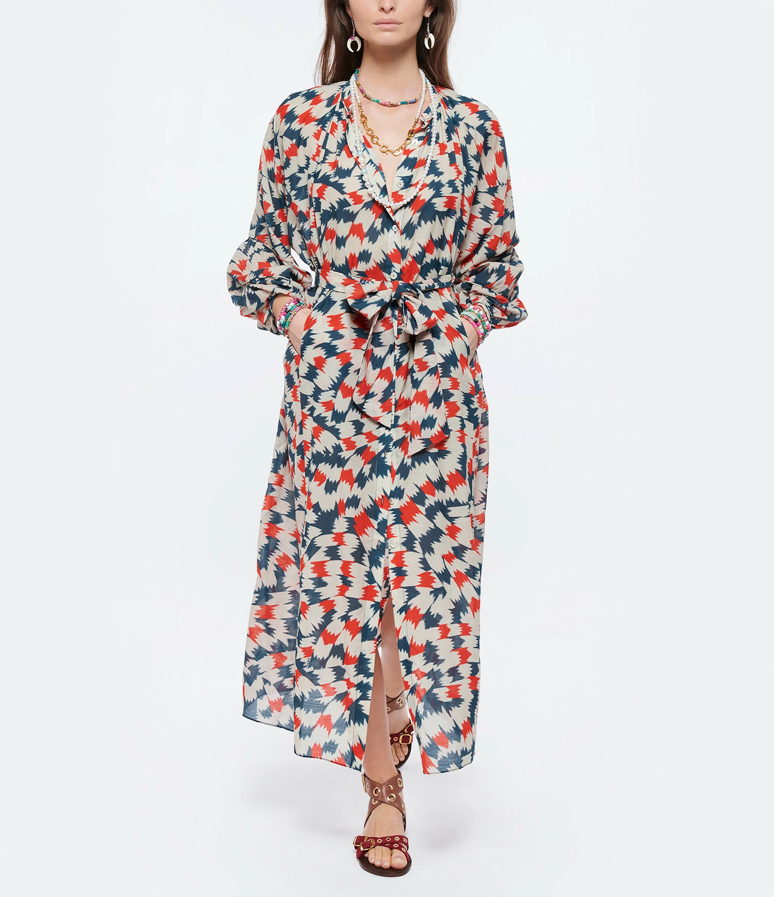 CHUFY Robe Longue Pia Coton Imprimé Sicily Red – Image 3