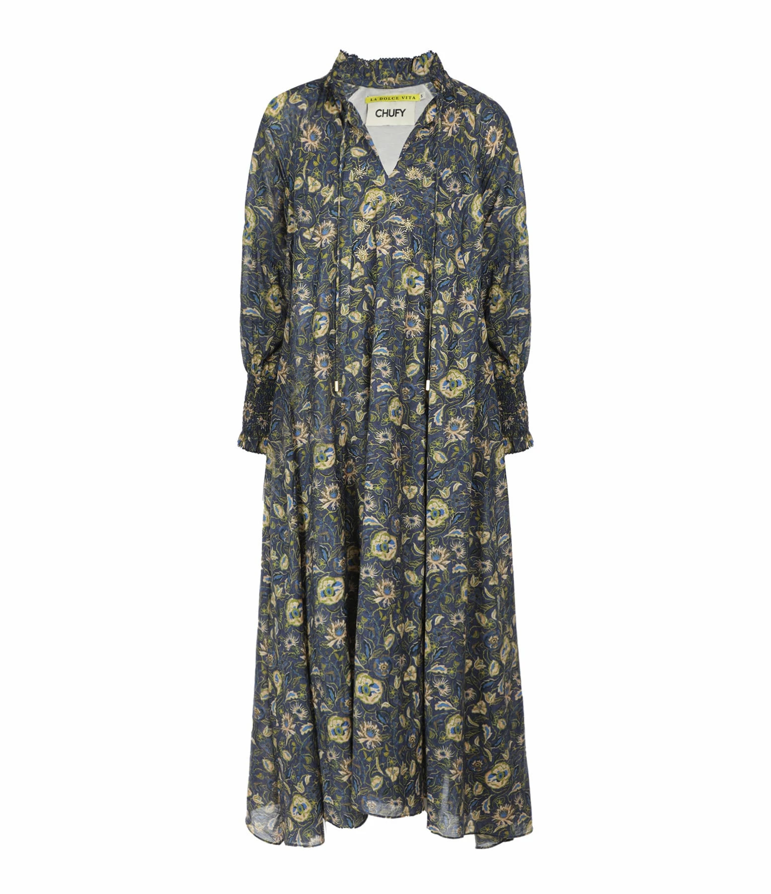CHUFY Robe Longue Bellini Coton Imprimé Amalfi