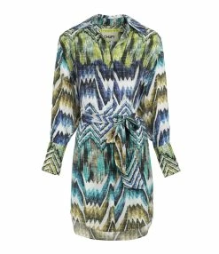 CHUFY Robe Chemise Grazia Soie Imprimé Calvi Blue