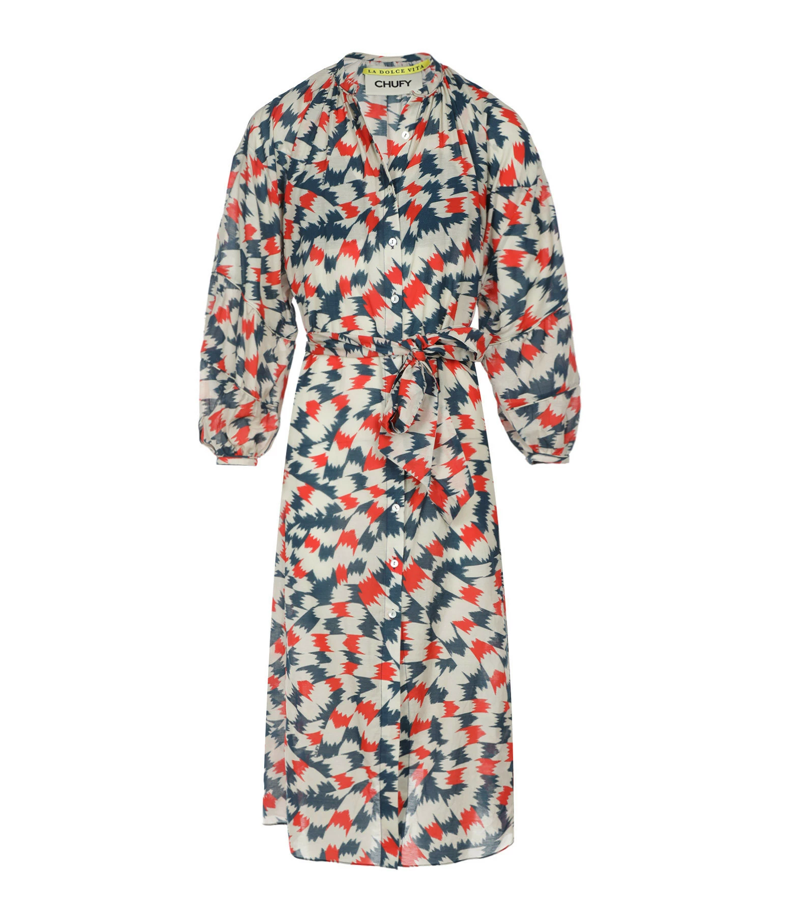 CHUFY Robe Longue Pia Coton Imprimé Sicily Red