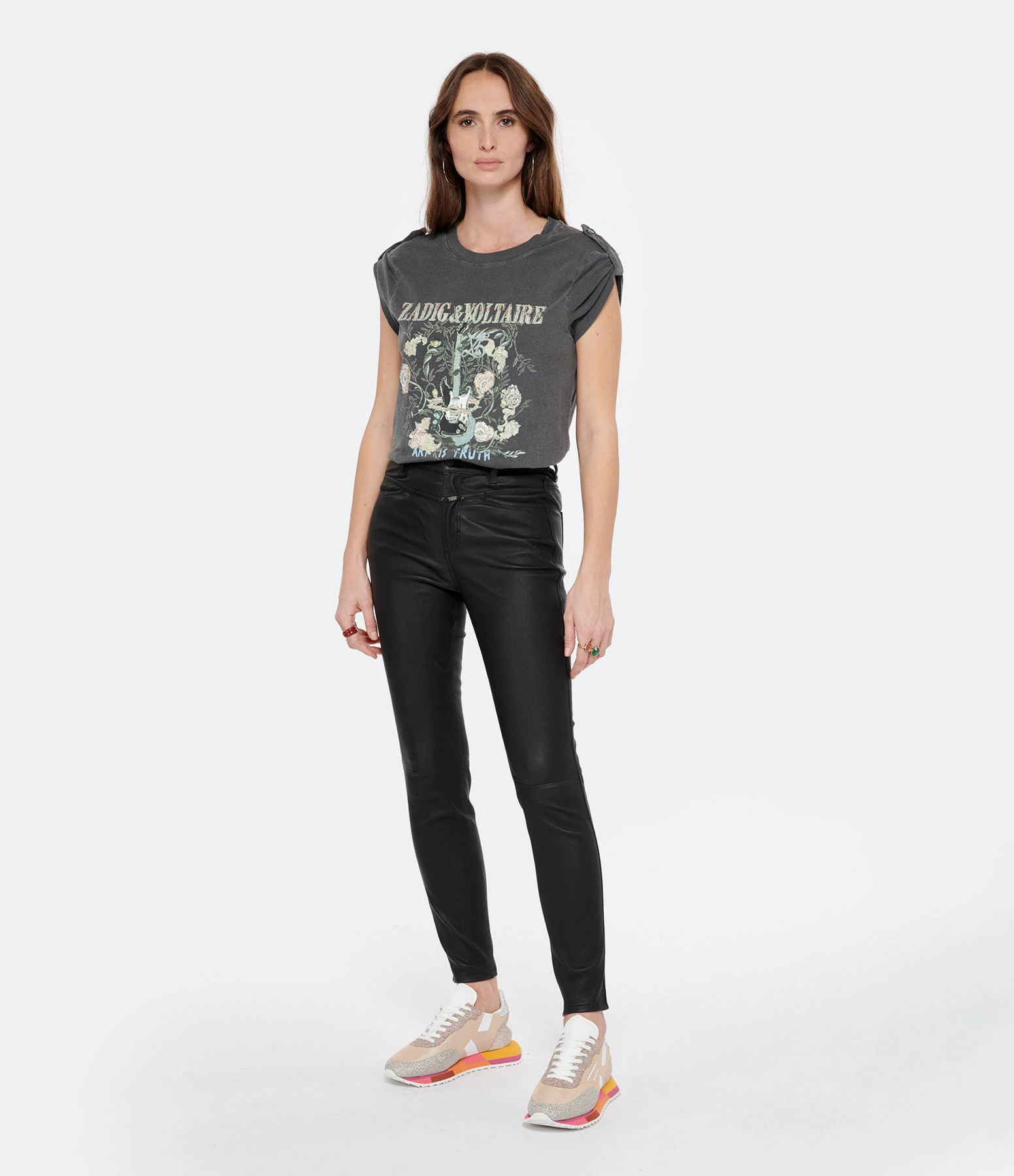 CLOSED Jean Skinny Pusher Cuir Agneau Noir – Image 3