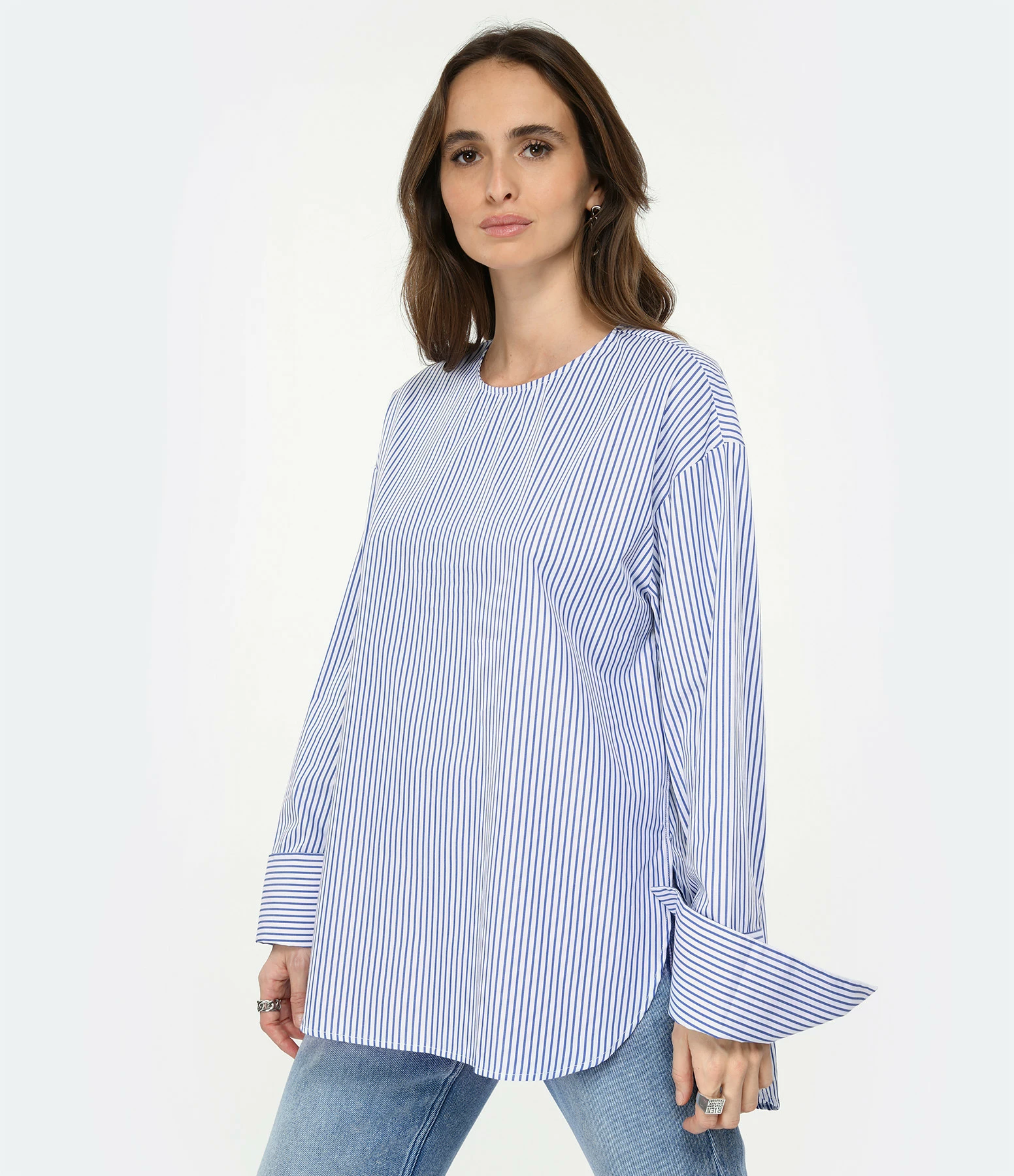 CLOSED Blouse Coton Bio Bleu Blanc – Image 3