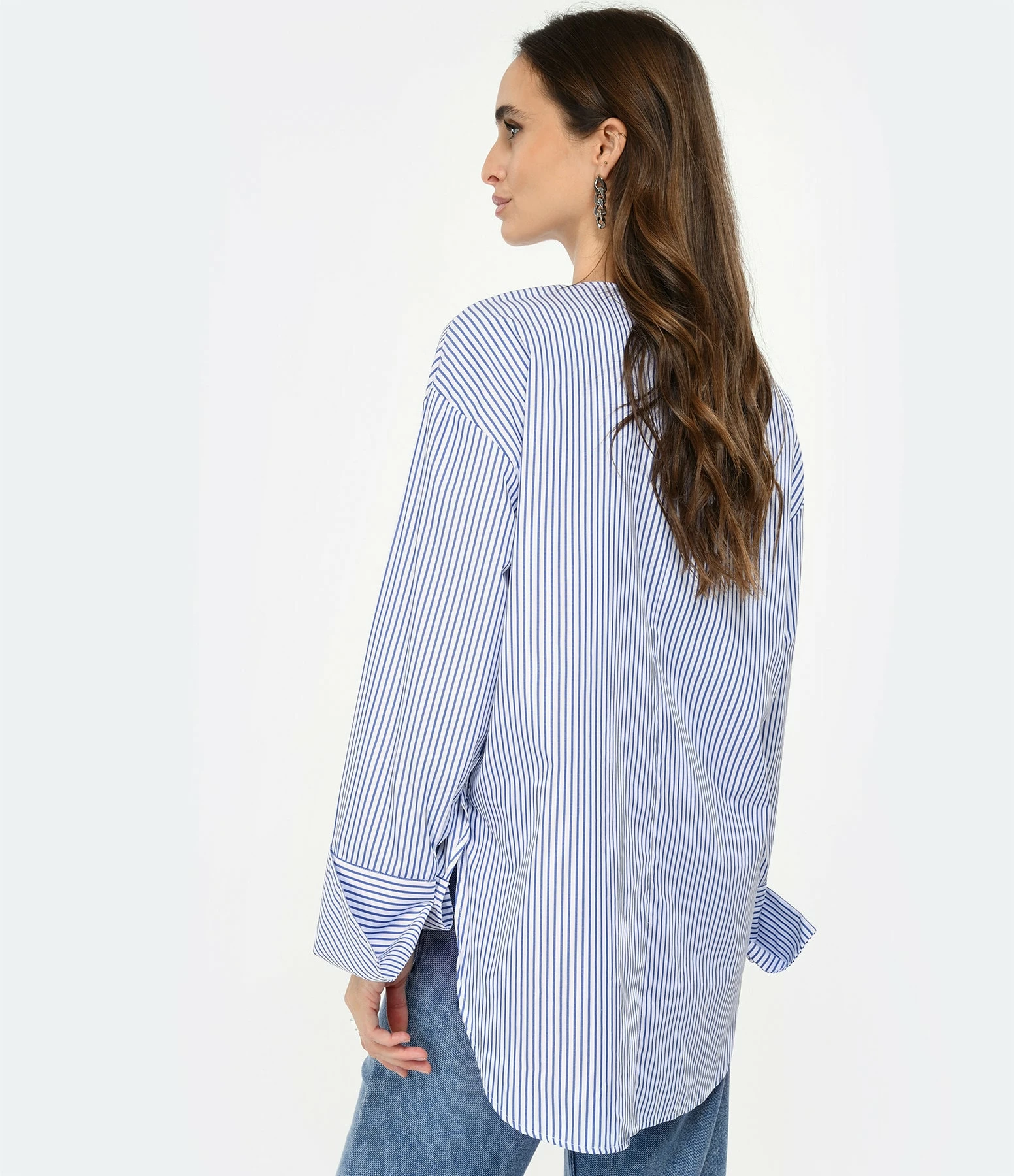 CLOSED Blouse Coton Bio Bleu Blanc – Image 4