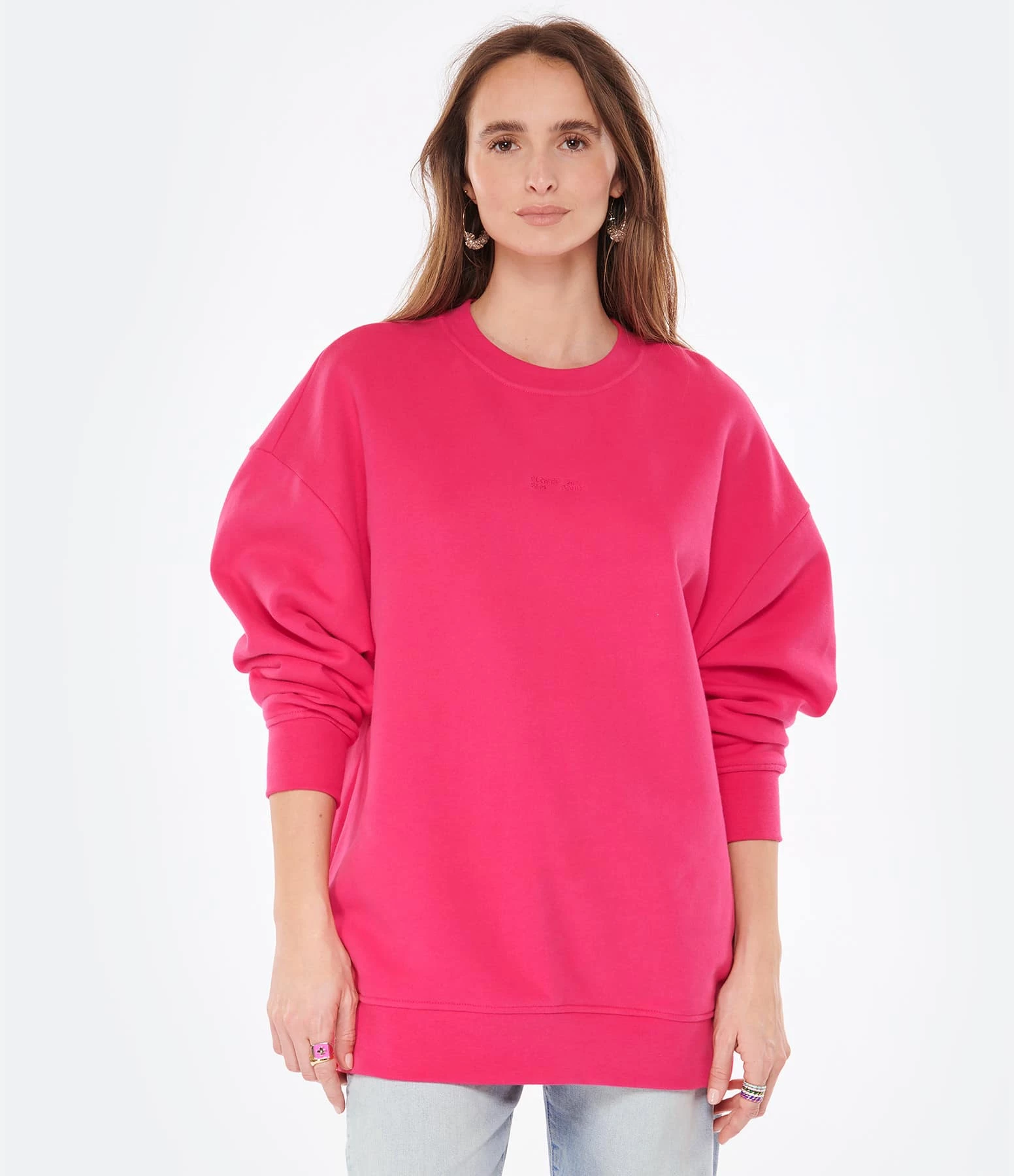 CLOSED Sweatshirt Oversized Coton Rose Framboise – Image 3