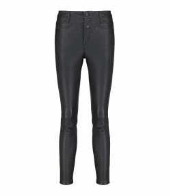 CLOSED Jean Skinny Pusher Cuir Agneau Noir
