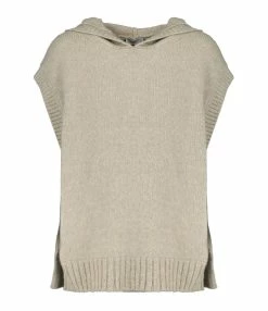 CLOSED Pull Sans Manches Capuche Alpaga Gris Marbré