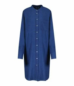 CLOSED Robe Chemise Lin Coton Bleu Foncé