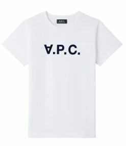 A.P.C. Tee-shirt Coton Blanc Bleu Marine