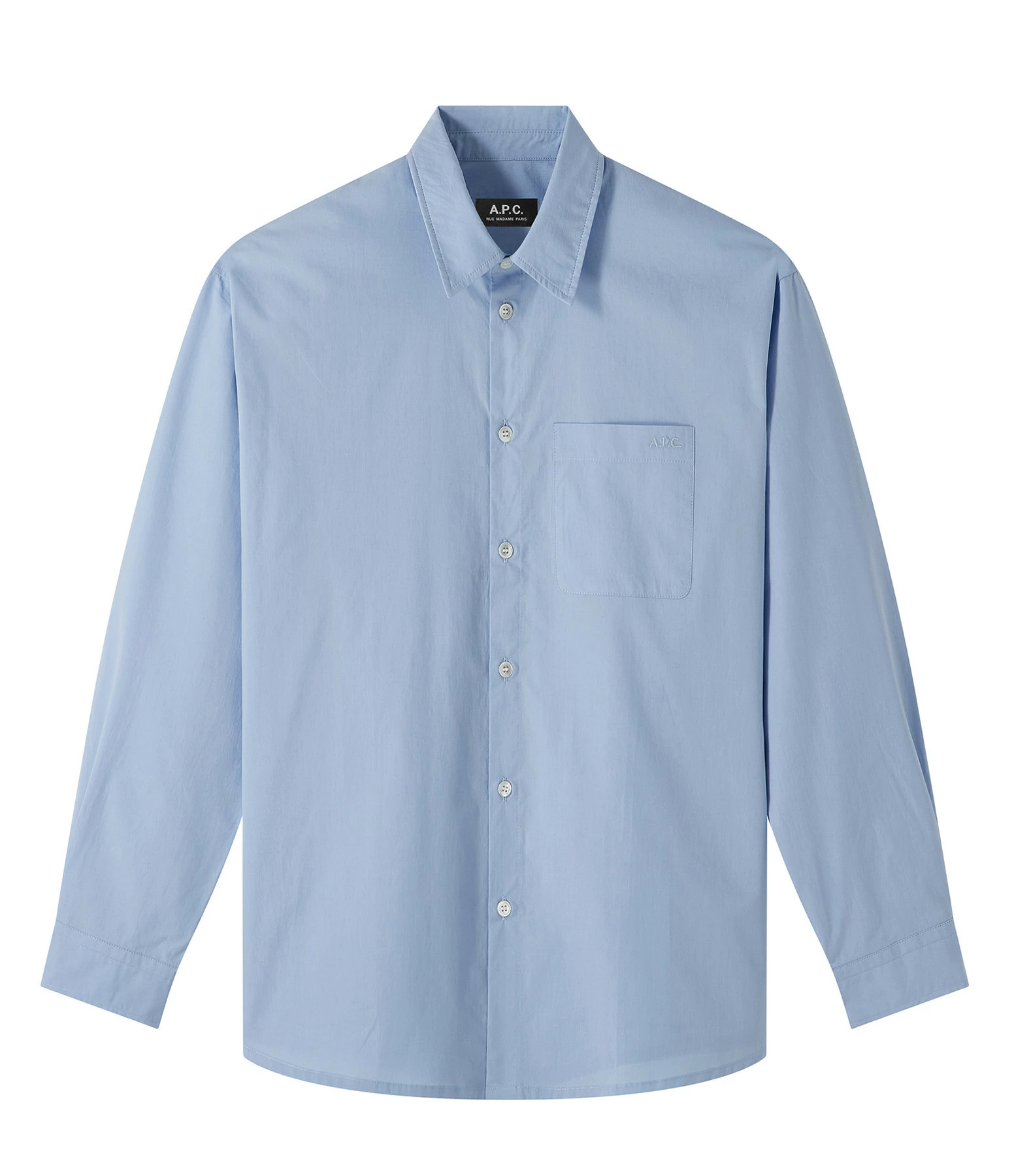A.P.C. Chemise Boyfriend Logo Bleu Clair