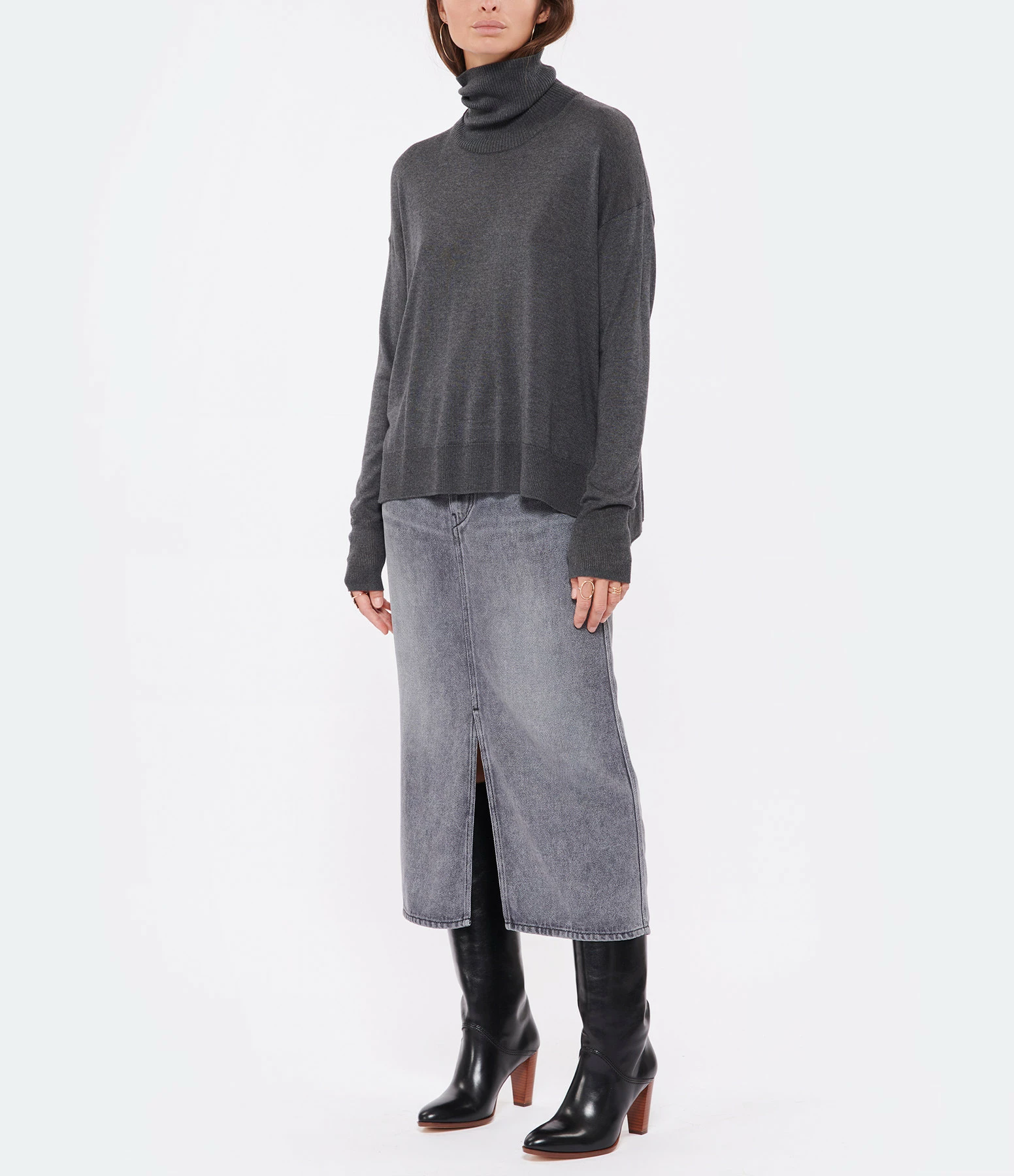 CT PLAGE Pull Col Montant Soie Cachemire Gris 6 CT PLAGE Pull Col Montant Soie Cachemire Gris – Image 4