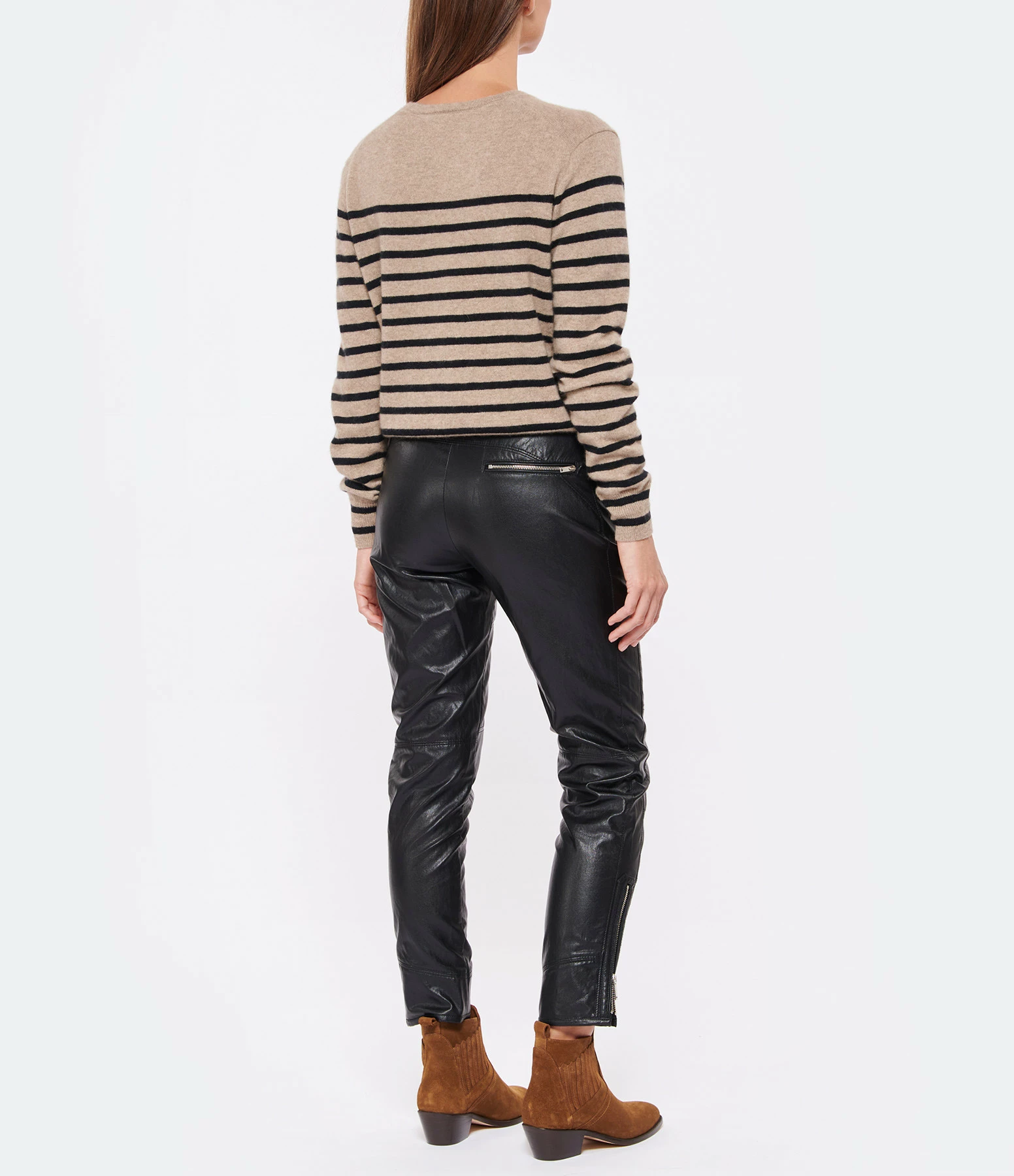 CT PLAGE Pull Cachemire Rayures Camel Noir 7 CT PLAGE Pull Cachemire Rayures Camel Noir – Image 5