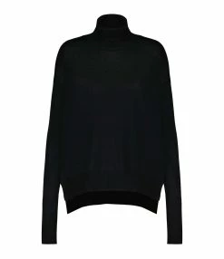 CT PLAGE Pull Col Montant Soie Cachemire Noir