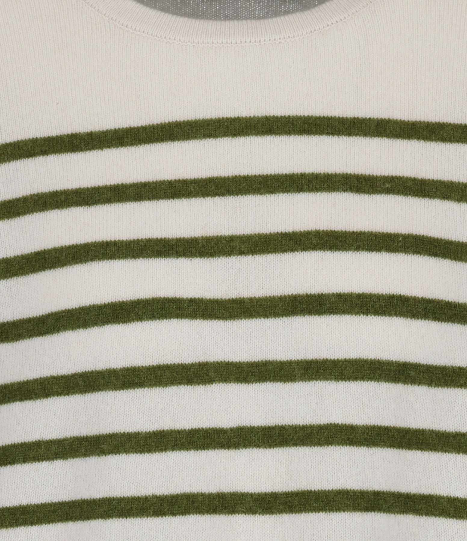 CT PLAGE Pull Cachemire Rayures Blanc Kaki – Image 2