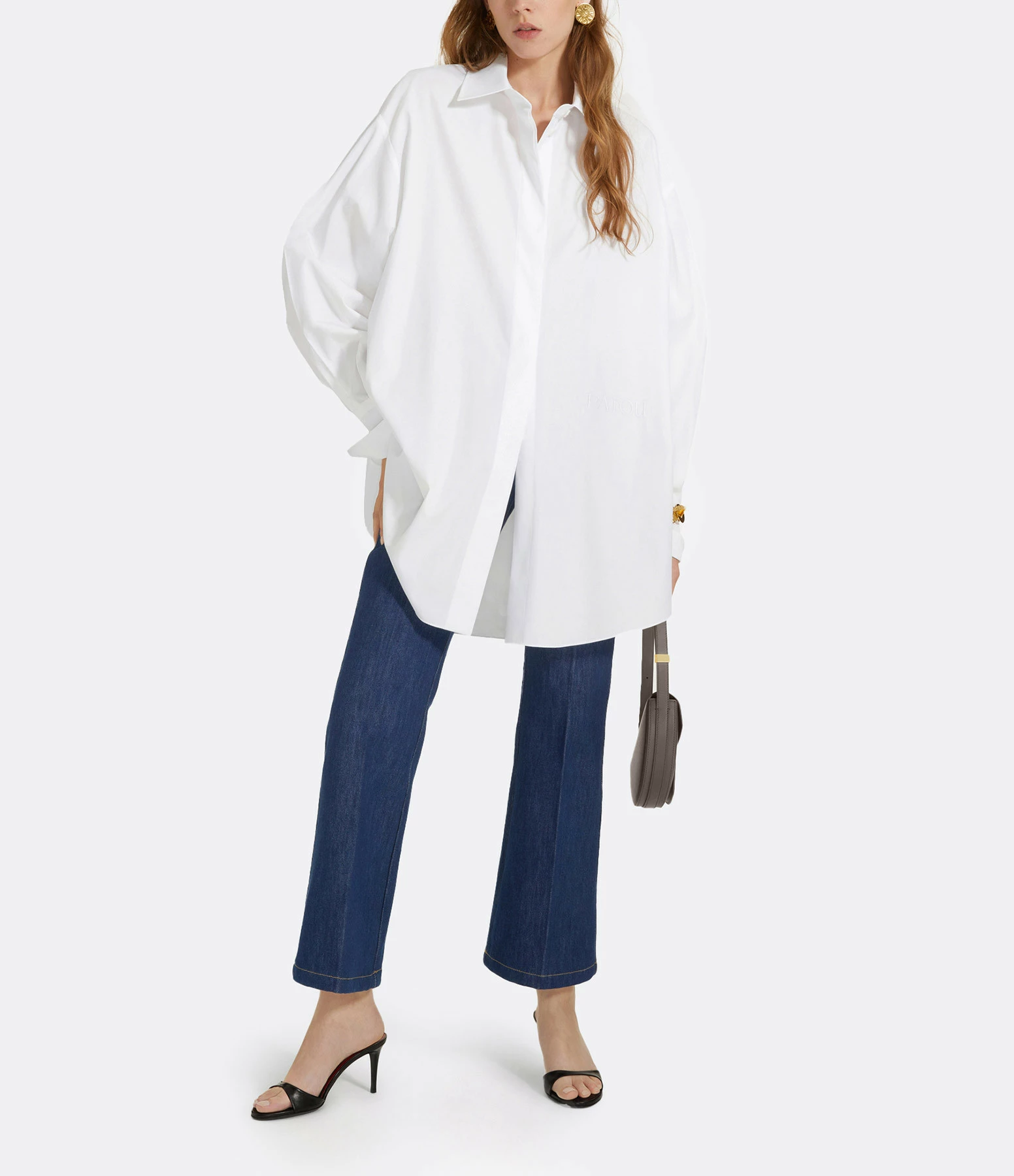 PATOU Robe Chemise Courte Coton Blanc Perle 5 PATOU Robe Chemise Courte Coton Blanc Perle – Image 3