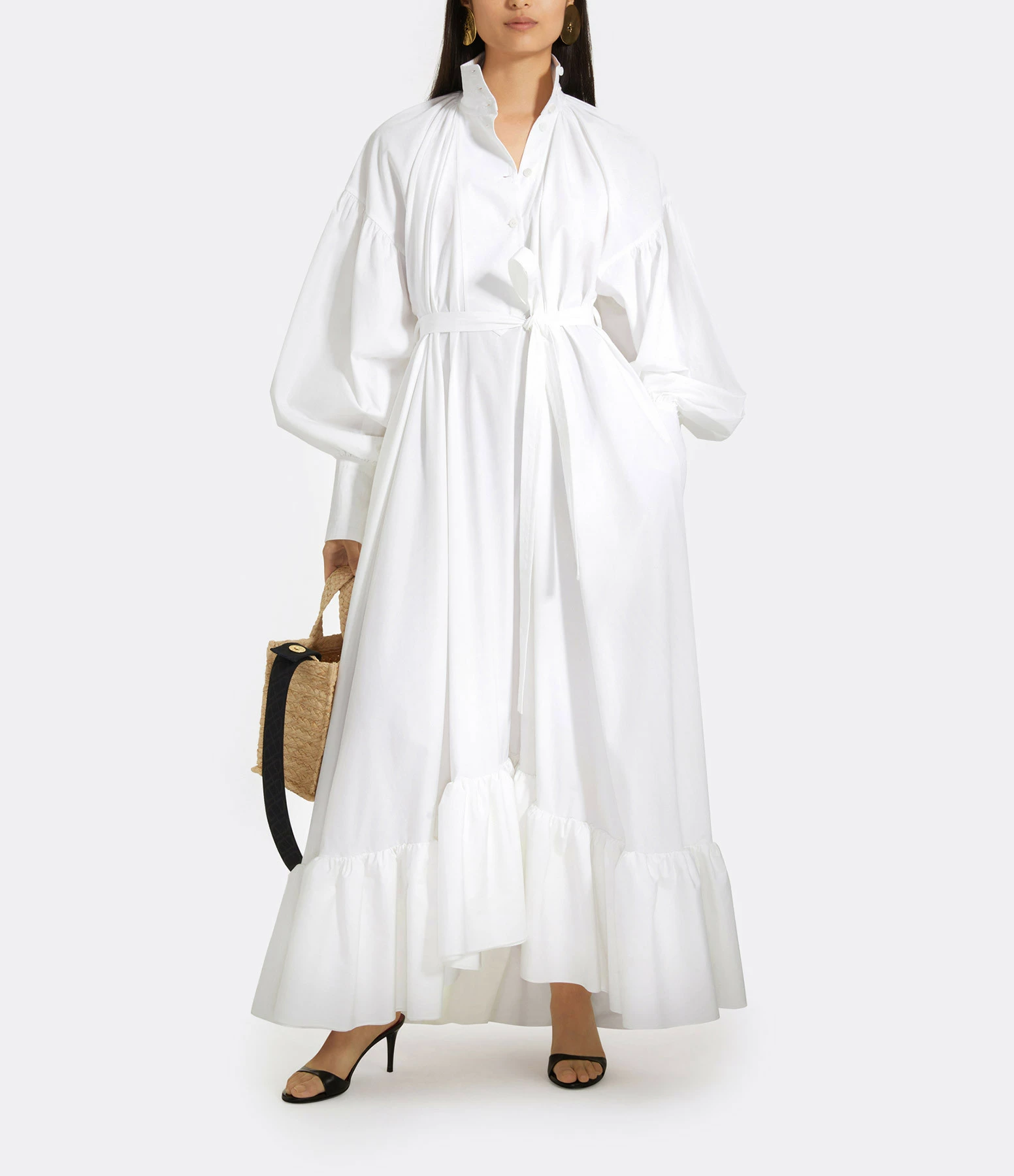 PATOU Robe Longue Painter Coton Blanc – Image 3