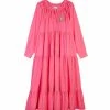 MIRA MIKATI Robe Manches Longues Broderie Coton Rose