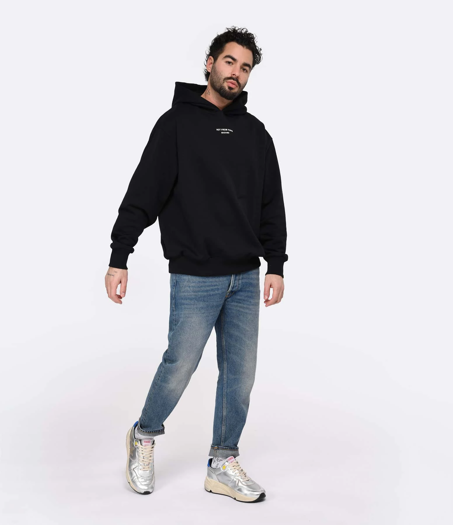 Drole De Monsieur Sweatshirt Hoodie Homme Classique NFPM Coton Noir 7 Drole De Monsieur Sweatshirt Hoodie Homme Classique NFPM Coton Noir – Image 5