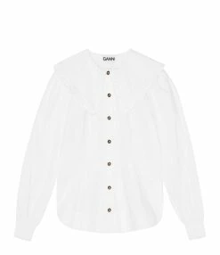 Ganni Chemise Coton Popeline Blanc