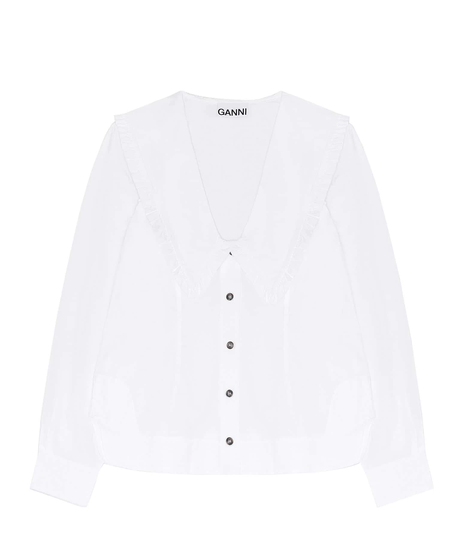 Ganni Chemise Coton Popeline Blanc