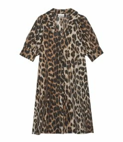 Ganni Robe Sheer Voile Léopard