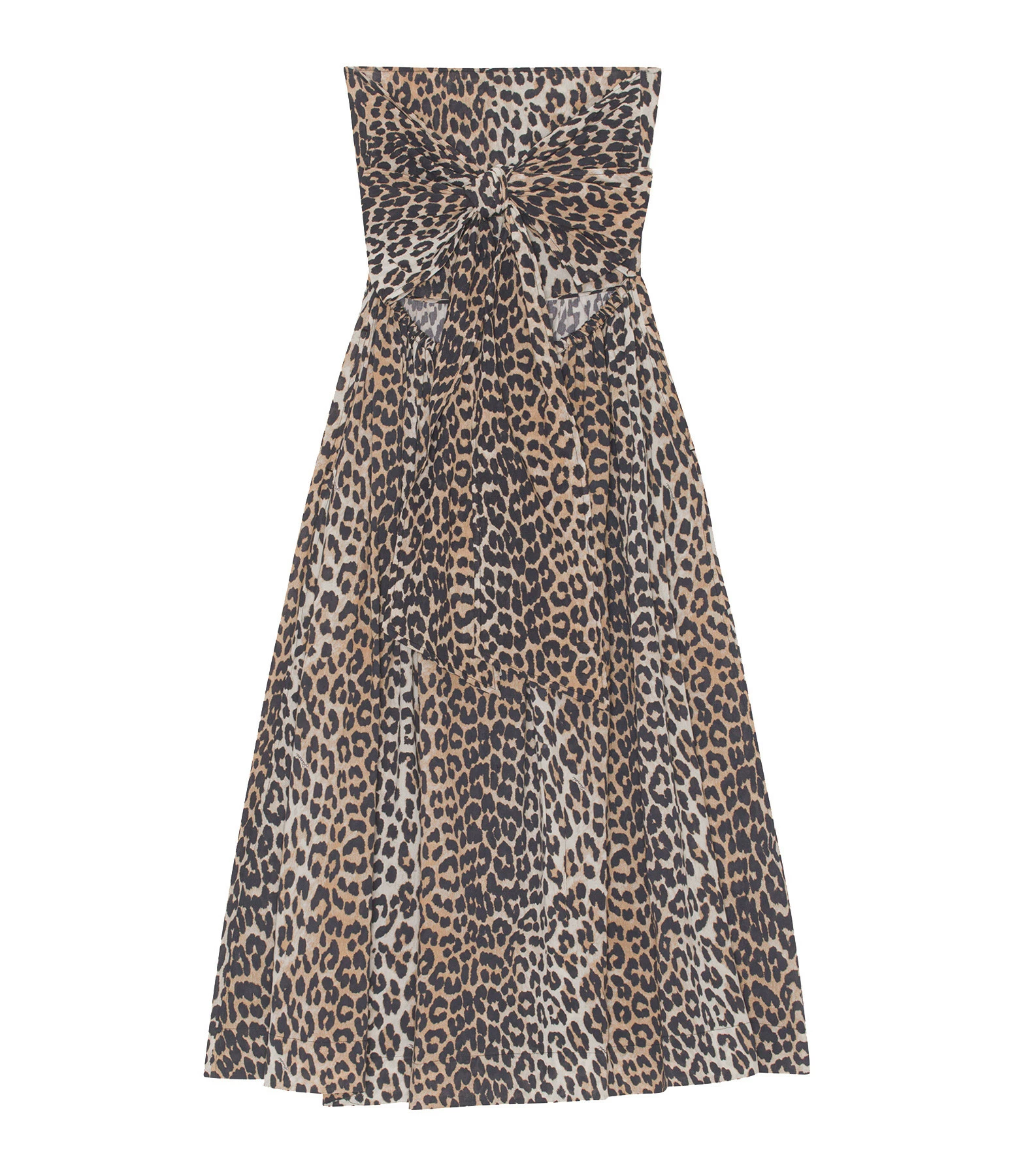 Ganni Robe Longue Bustier Coton Organique Léopard – Image 2