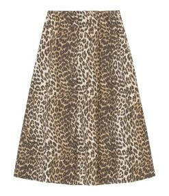 Ganni Jupe Longue Coton Organique Léopard