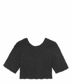 Ganni Top Court Coton Organique Noir