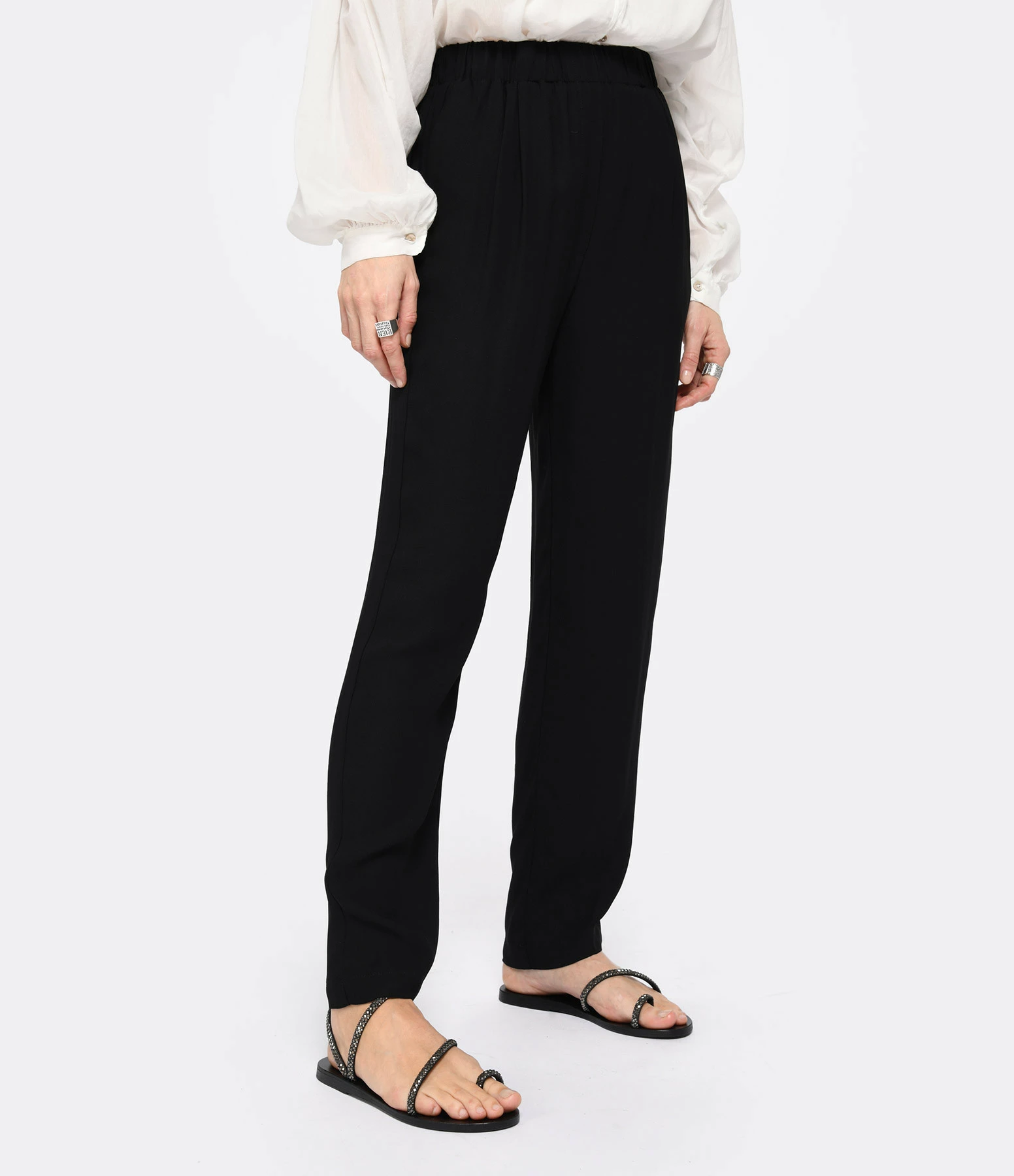 FORTE_FORTE Pantalon Georgette Noir – Image 4