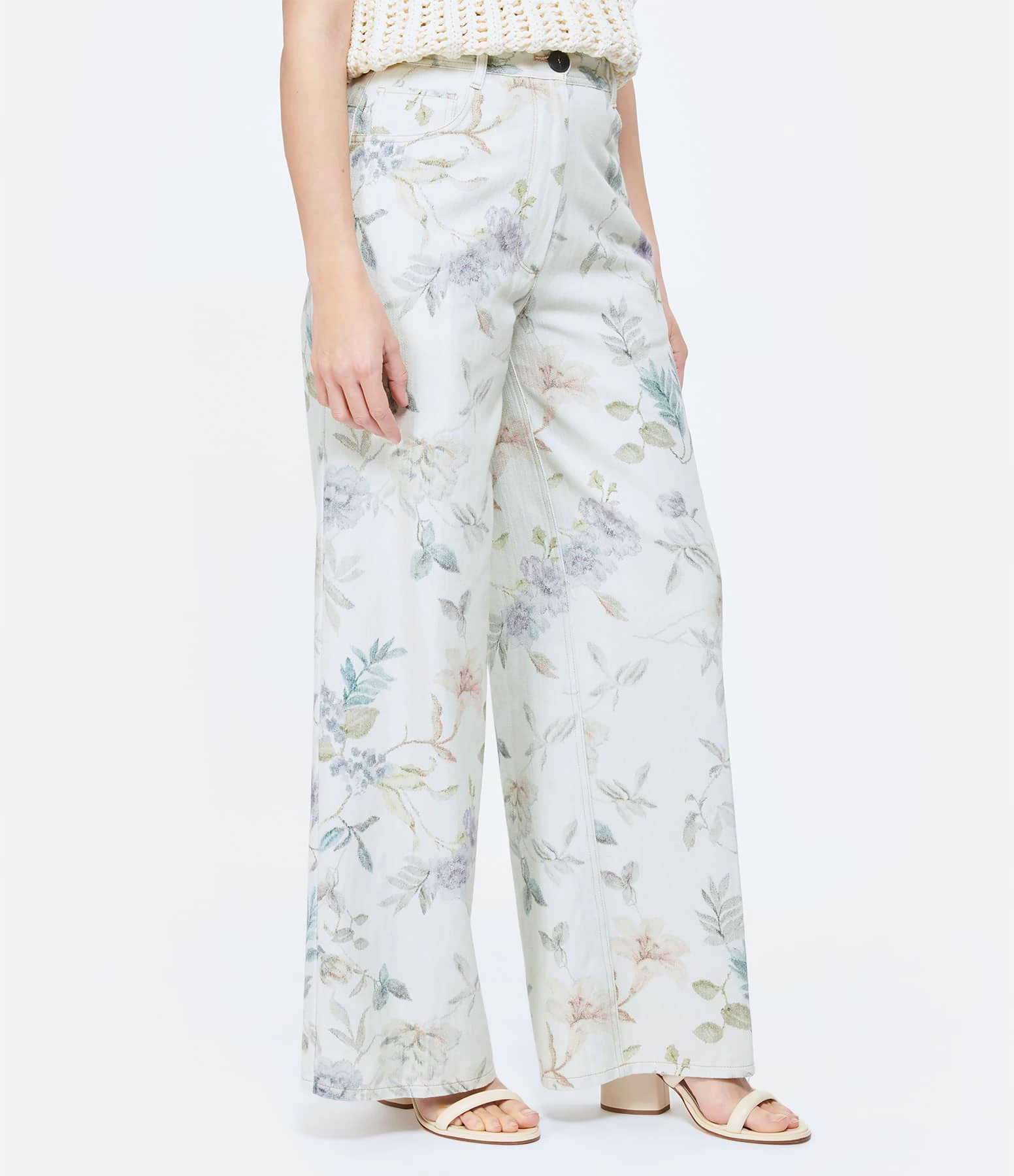 FORTE_FORTE Pantalon Denim Coton Imprimé Bleu – Image 3