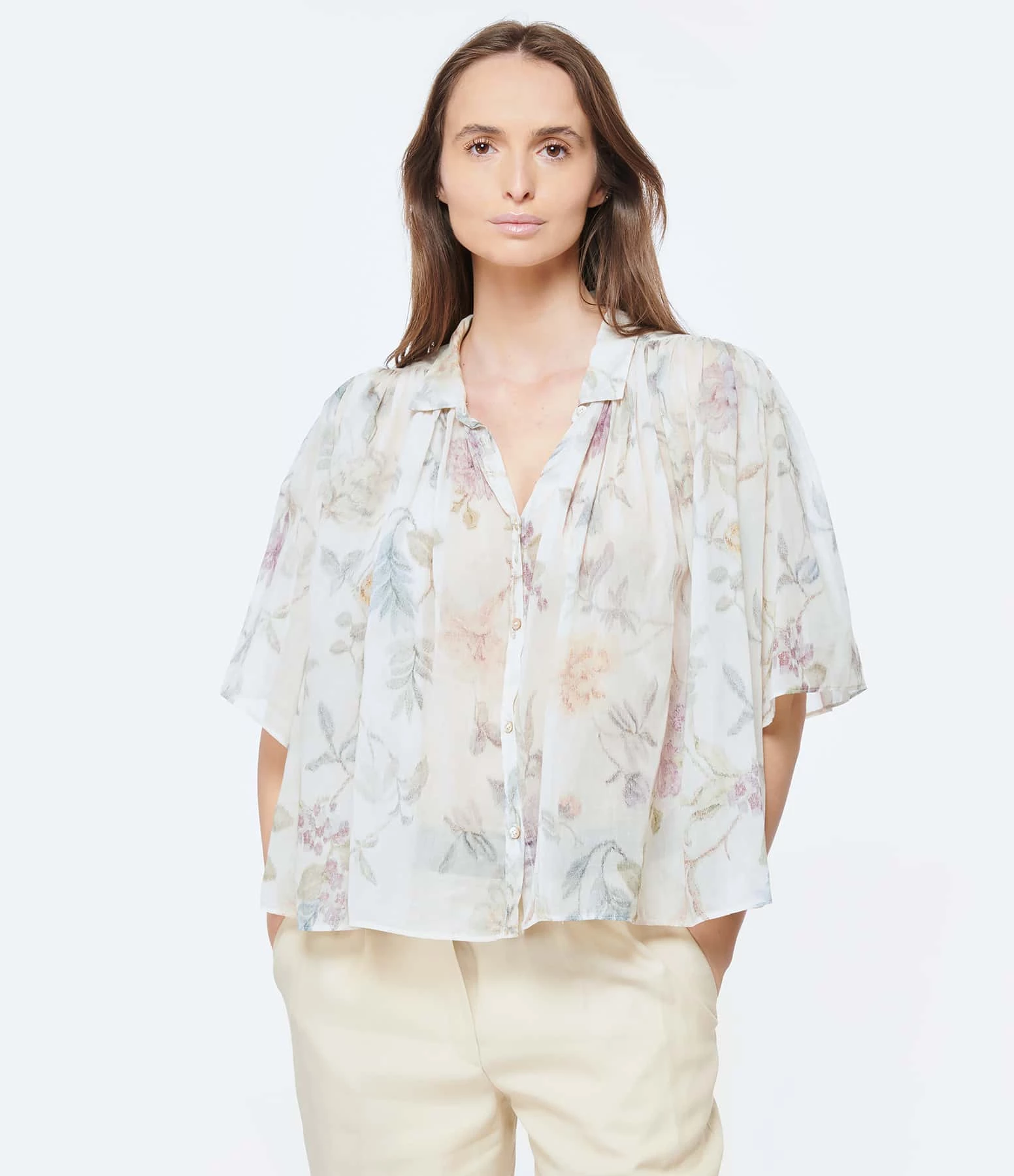FORTE_FORTE Blouse Coton Imprimé Sable – Image 2