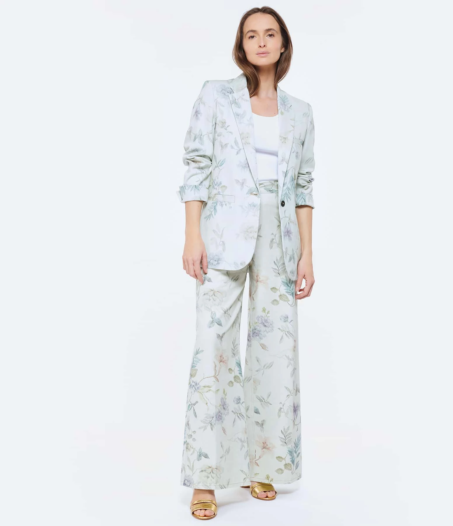 FORTE_FORTE Pantalon Denim Coton Imprimé Bleu – Image 5