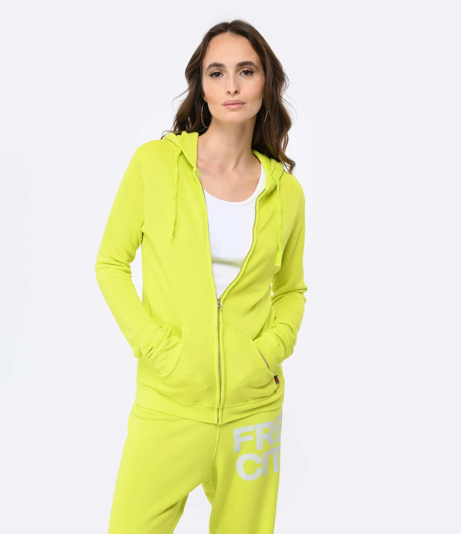 FREECITY Sweatshirt Hoodie Superfluff Zip Glowlight Yellow – Image 3