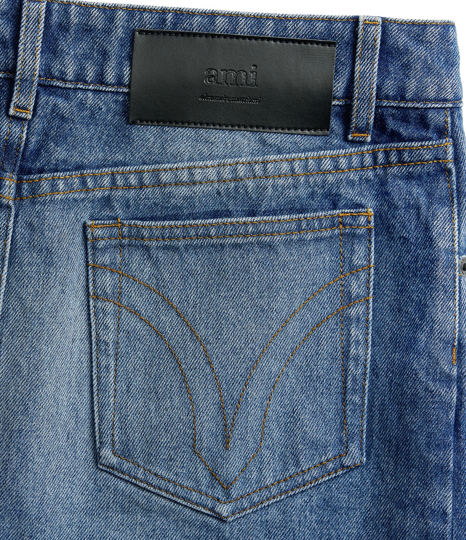 AMI Paris Jupe Crayon Coton Denim Bleu Usé 4 AMI Paris Jupe Crayon Coton Denim Bleu Usé – Image 2
