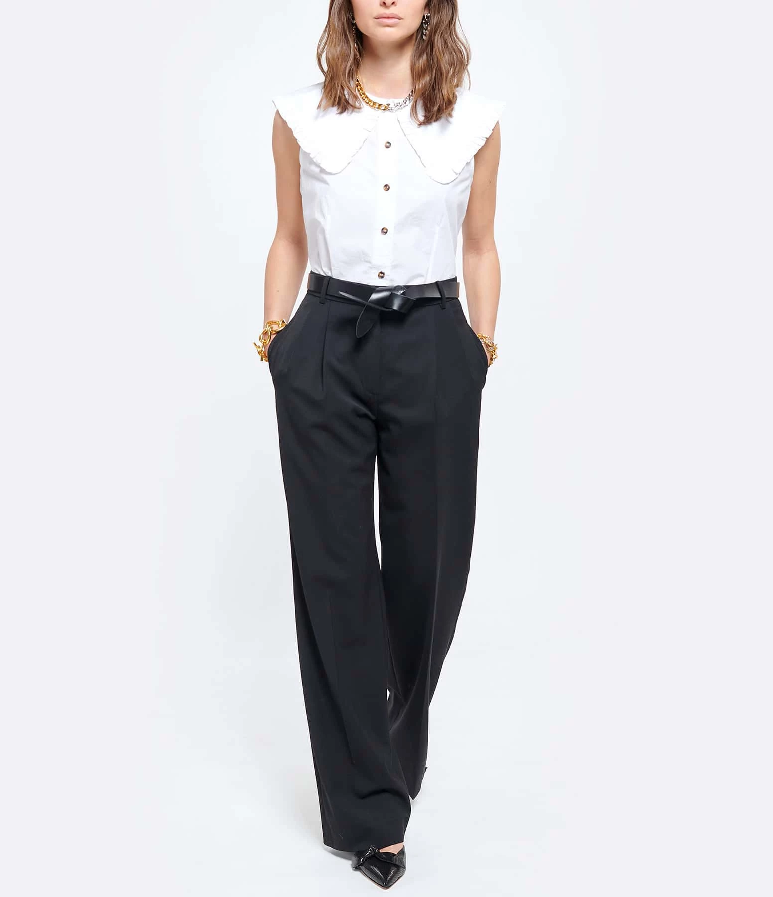 Ganni Top Coton Popeline Blanc – Image 4